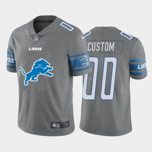 Men's Detroit Lions Customized Grey 2020 Team Big Logo Stitched Limited Jersey